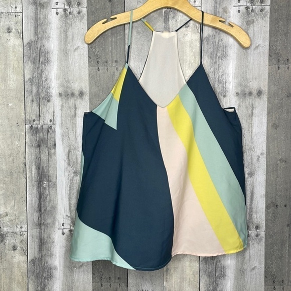 Nwt Tyche womens halter style swing top. Mint, yellow, pink, blue. Lined. Medium